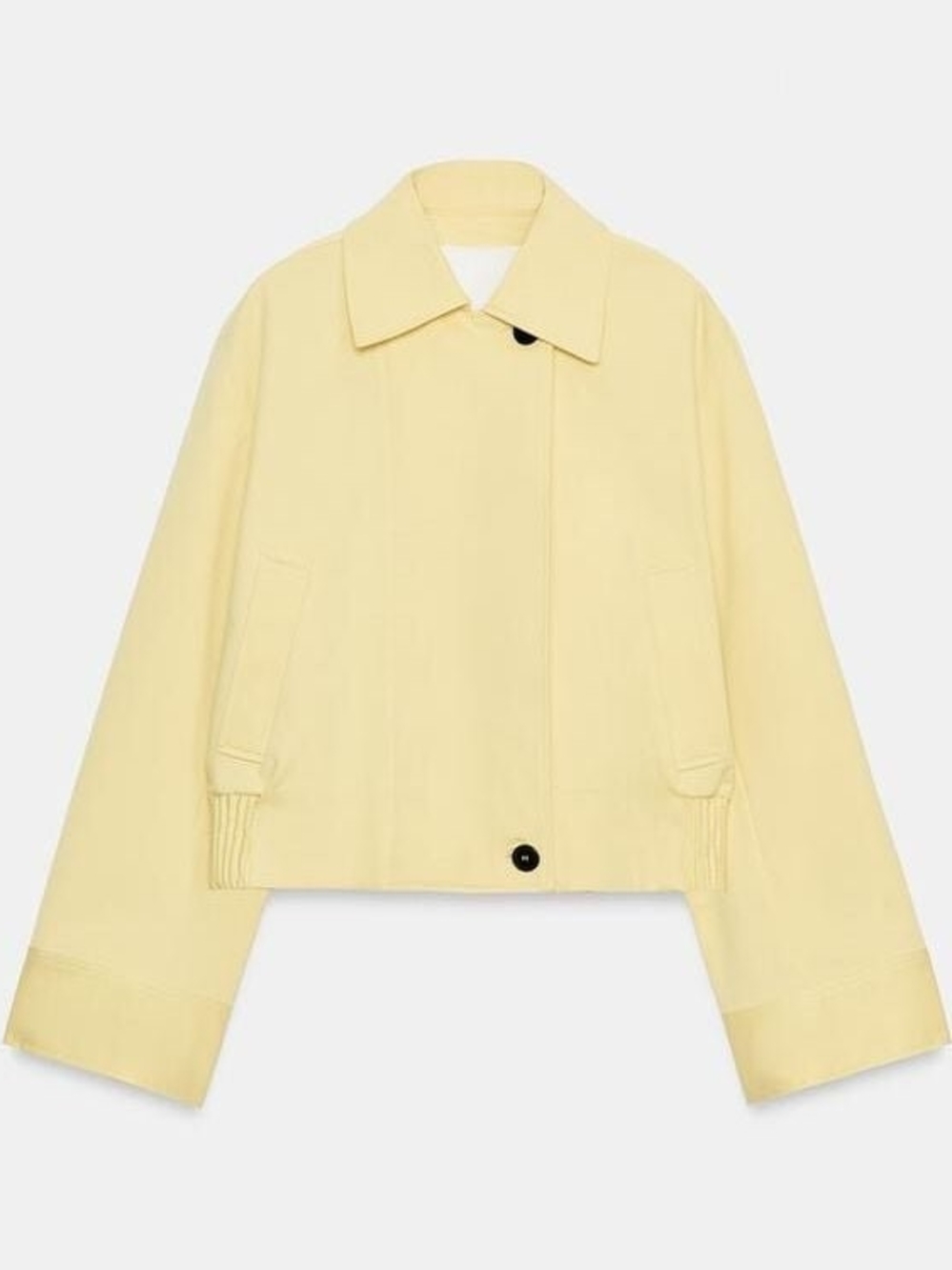 Zara Light Yellow Cropped Utility Jacket